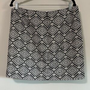 J. Crew Black and White Geometric Mini Skirt